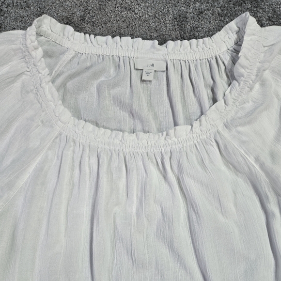 J. Jill White Embroidered Crinkle Gauze Peasant Tunic Beachy Boho Vacation - Picture 4 of 8